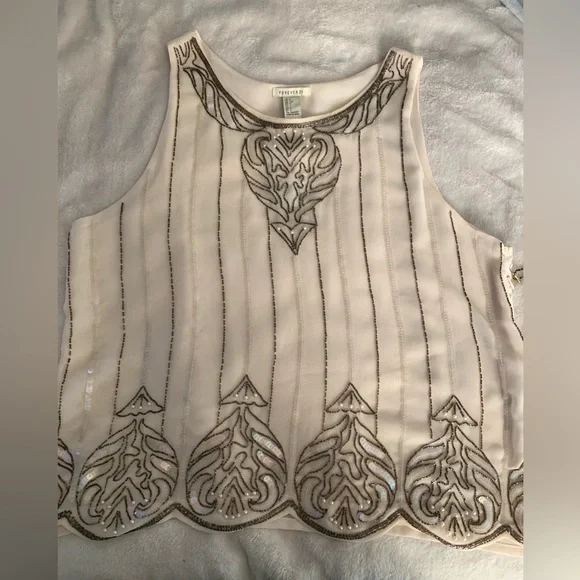 Forever Twenty-one embellished tank top Large Downton Abbey Vibe! - Picture 1 of 12